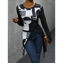 Geometric Print Crepe Top