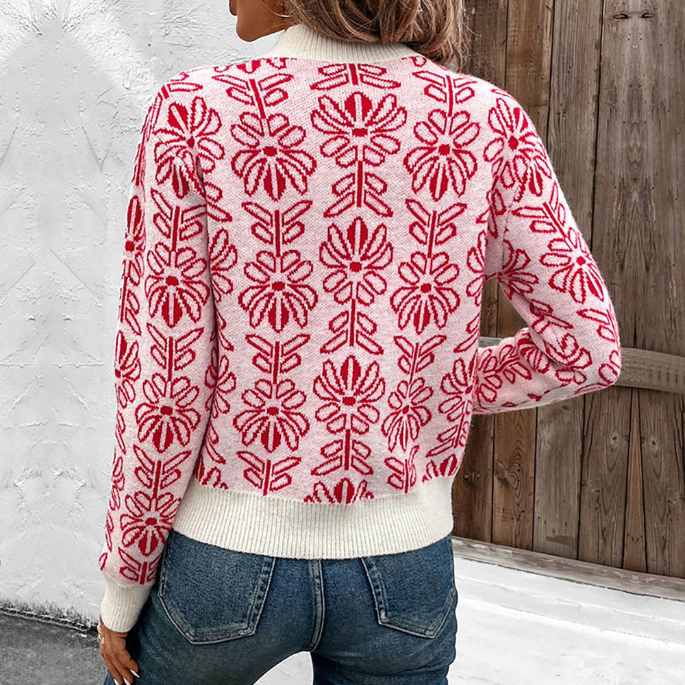 Women Floral Self Design Pullover Sweaters