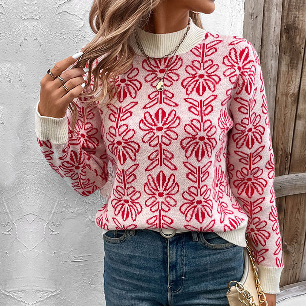 Women Floral Self Design Pullover Sweaters