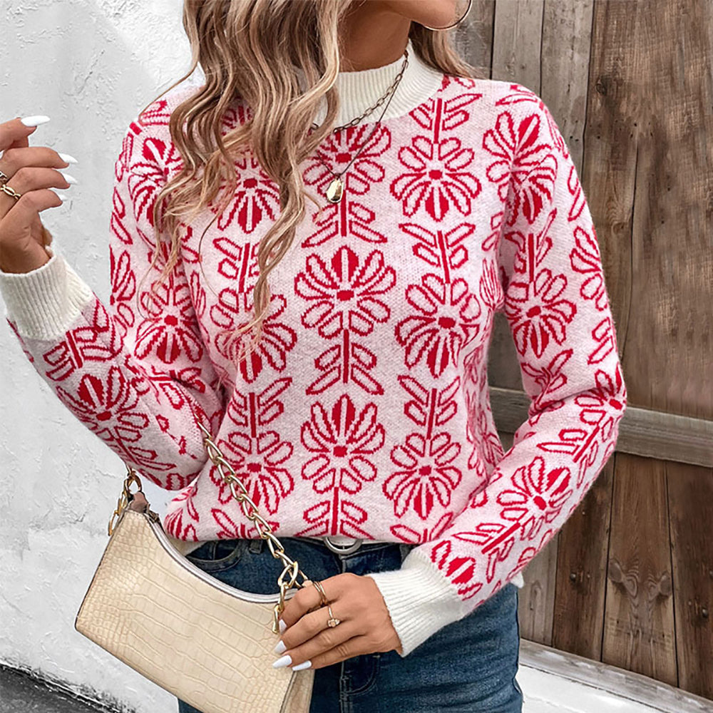 Women Floral Self Design Pullover Sweaters