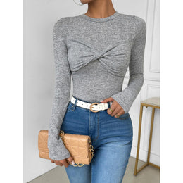 Women Solid Round Neck Top