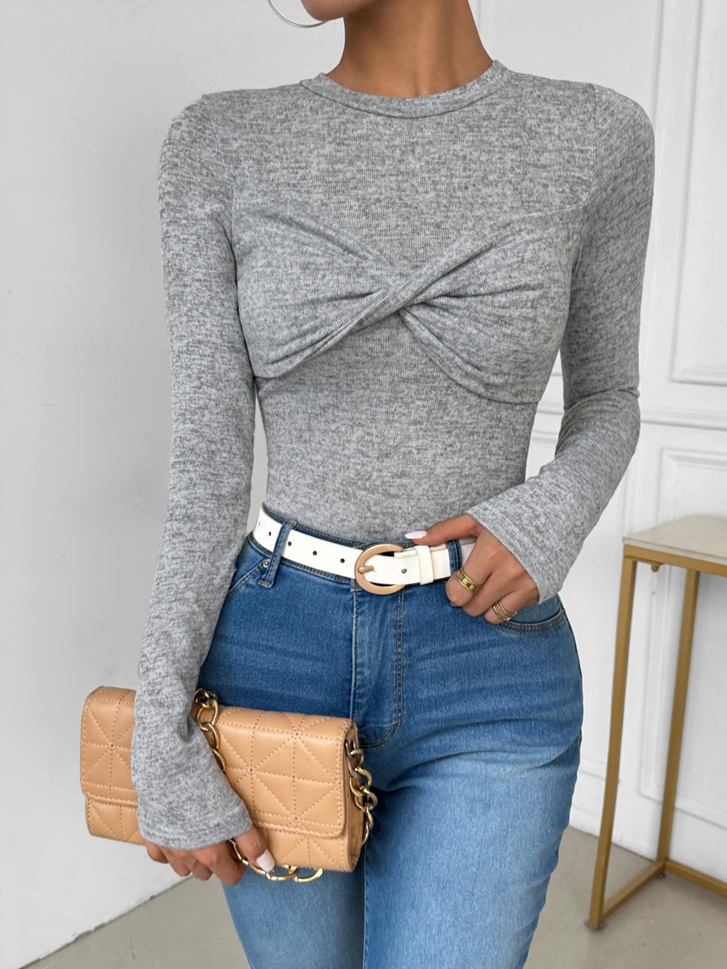 Women Solid Round Neck Top
