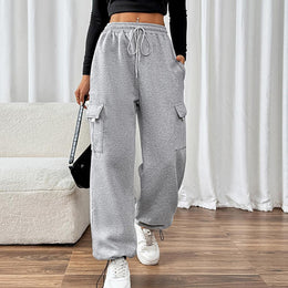 Women Solid Loose Fit Cargo Trousers