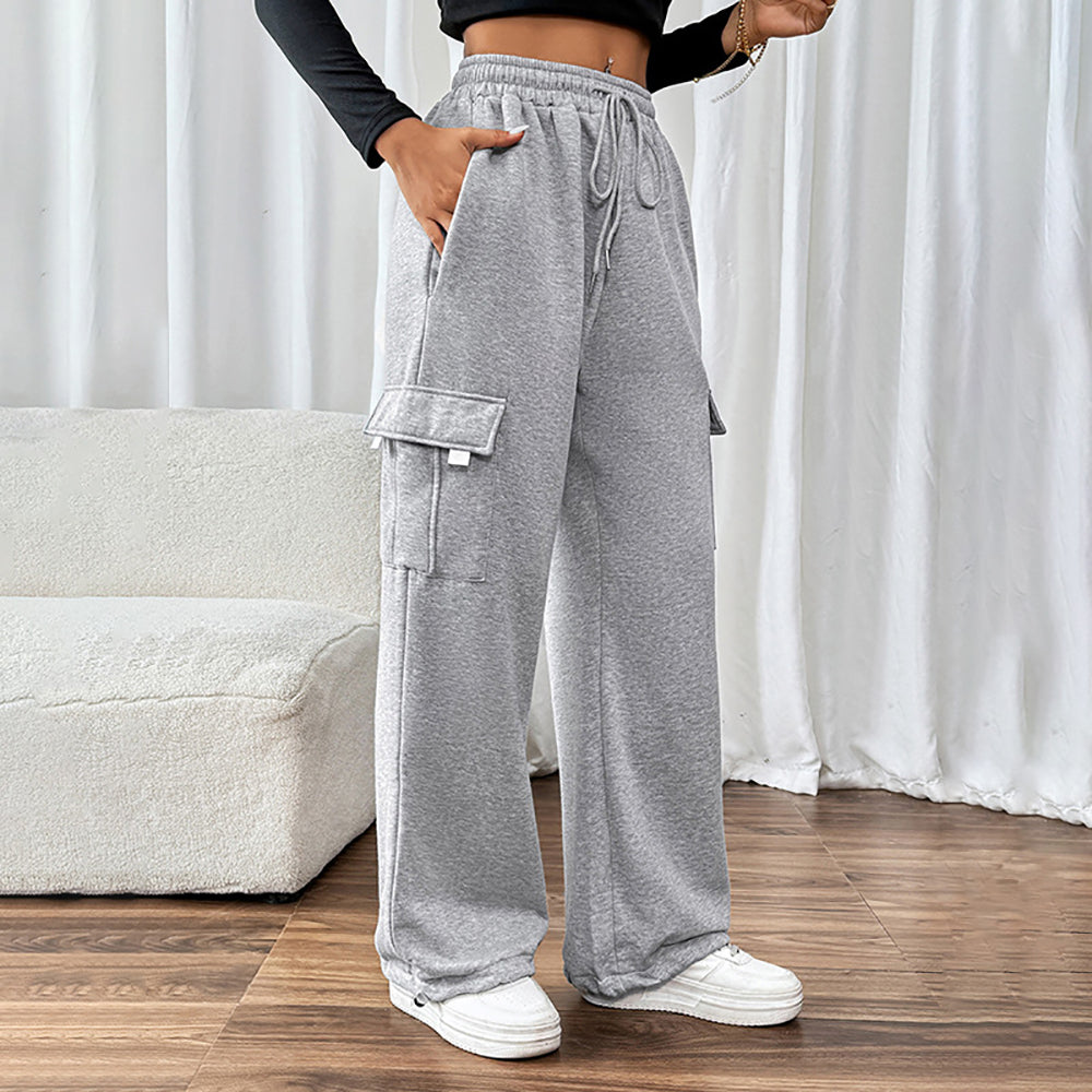 Women Solid Loose Fit Cargo Trousers