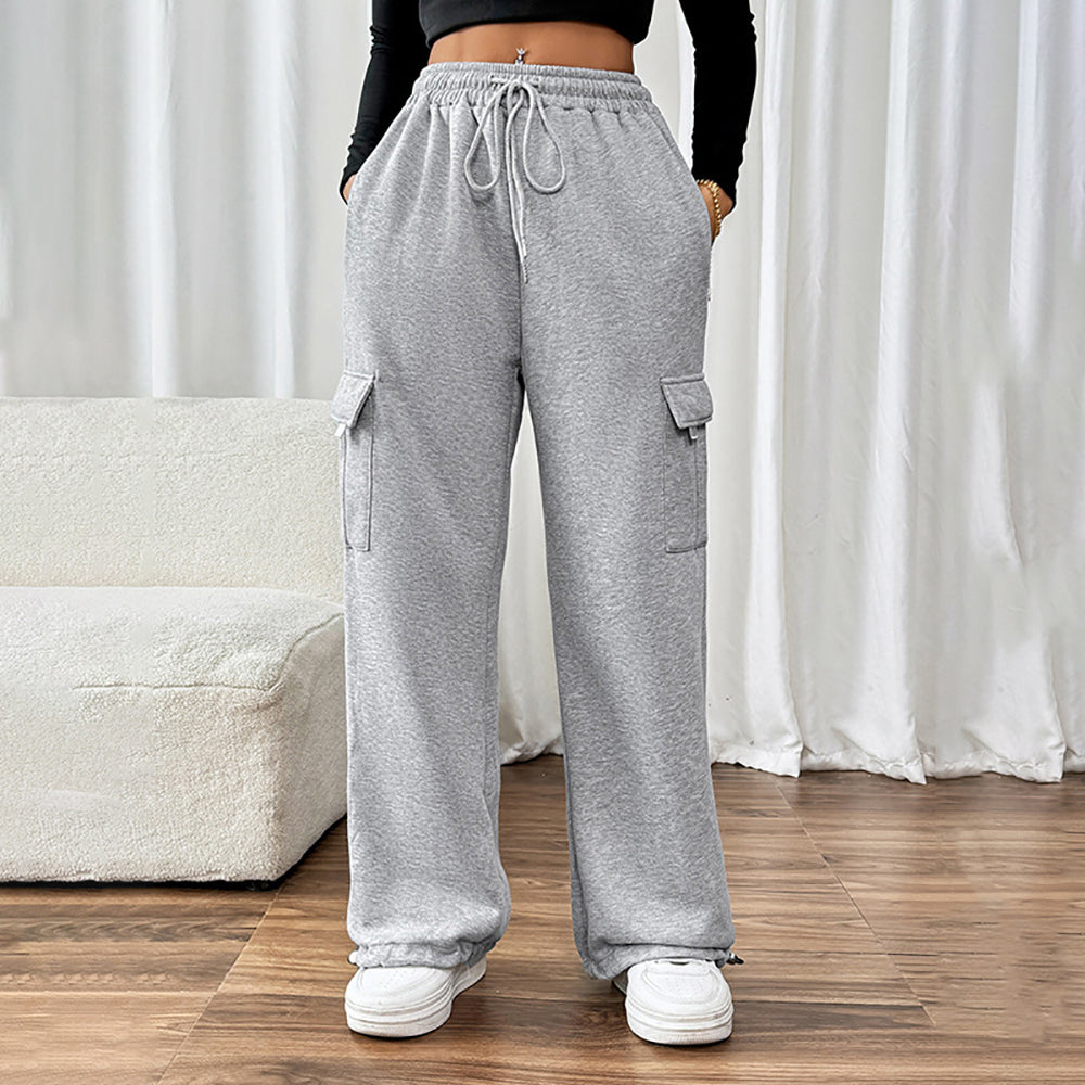 Women Solid Loose Fit Cargo Trousers