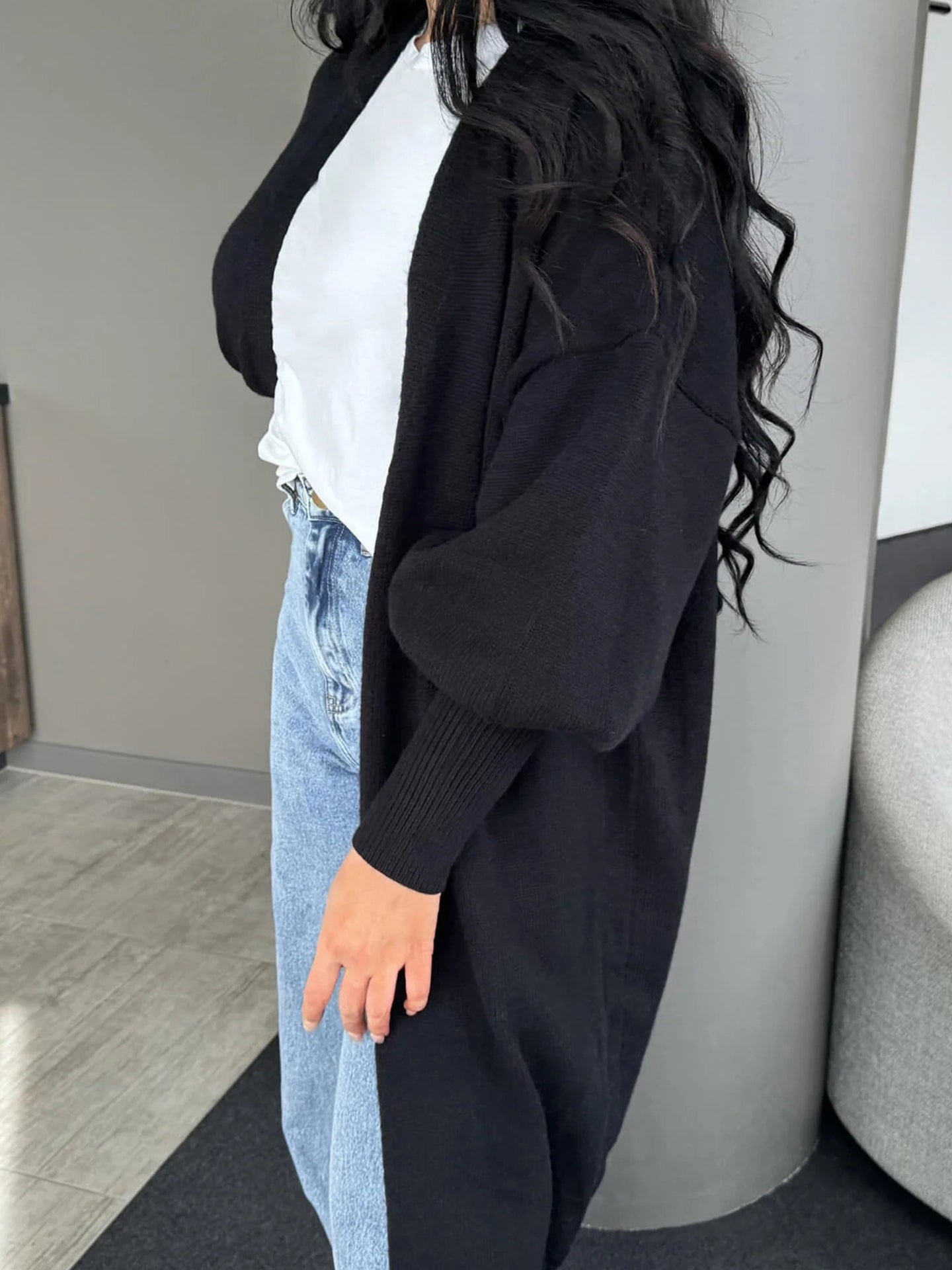 Open Front Acrylic Longline Shrug