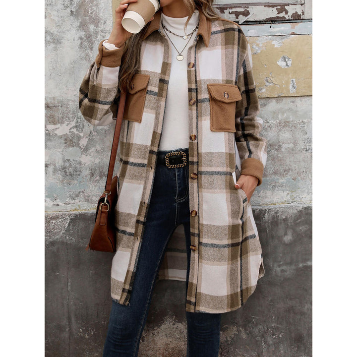 Women Checked Single-Breasted Overcoat