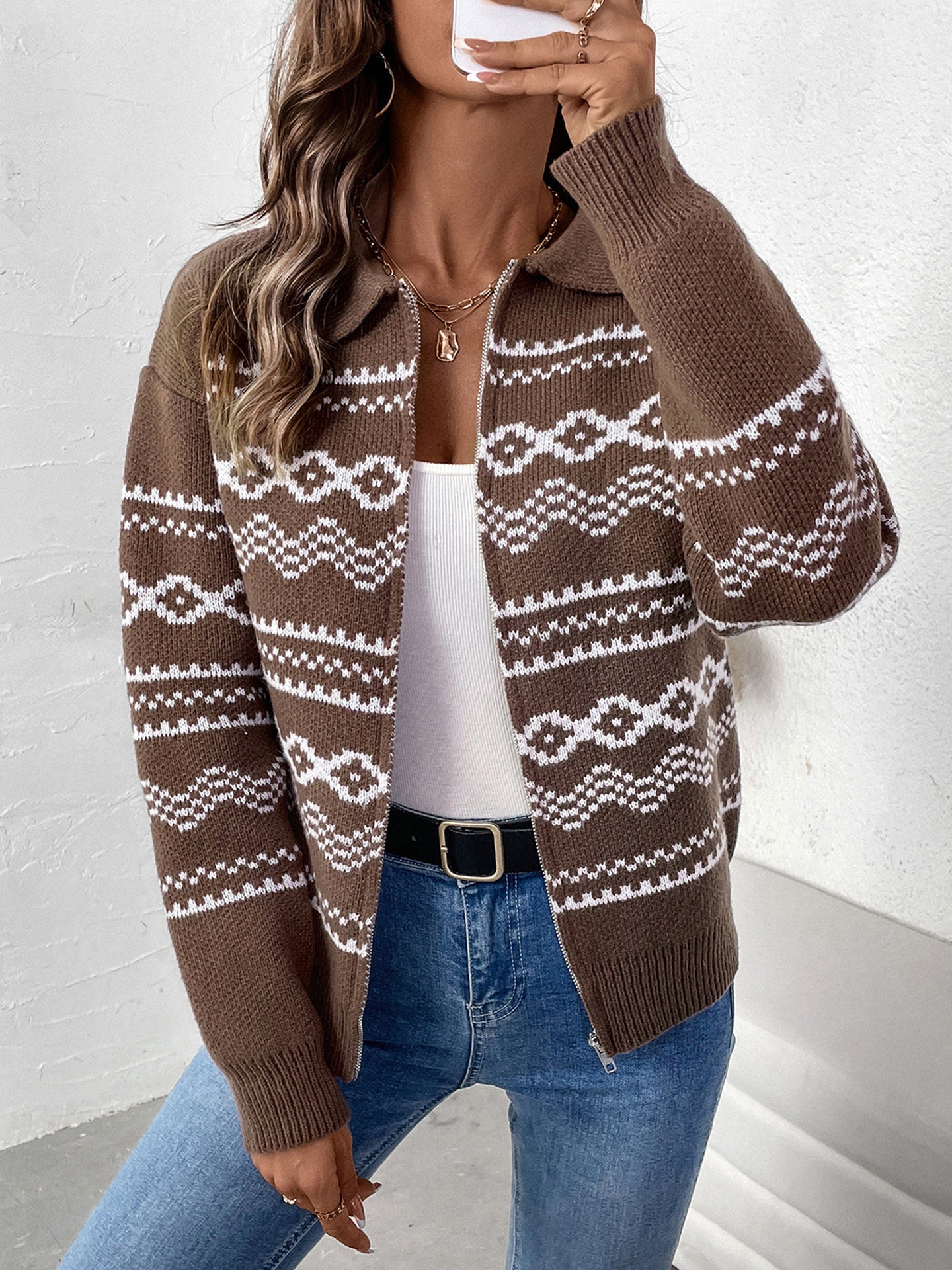 Women Printed Spread Collar Tailored Jacket