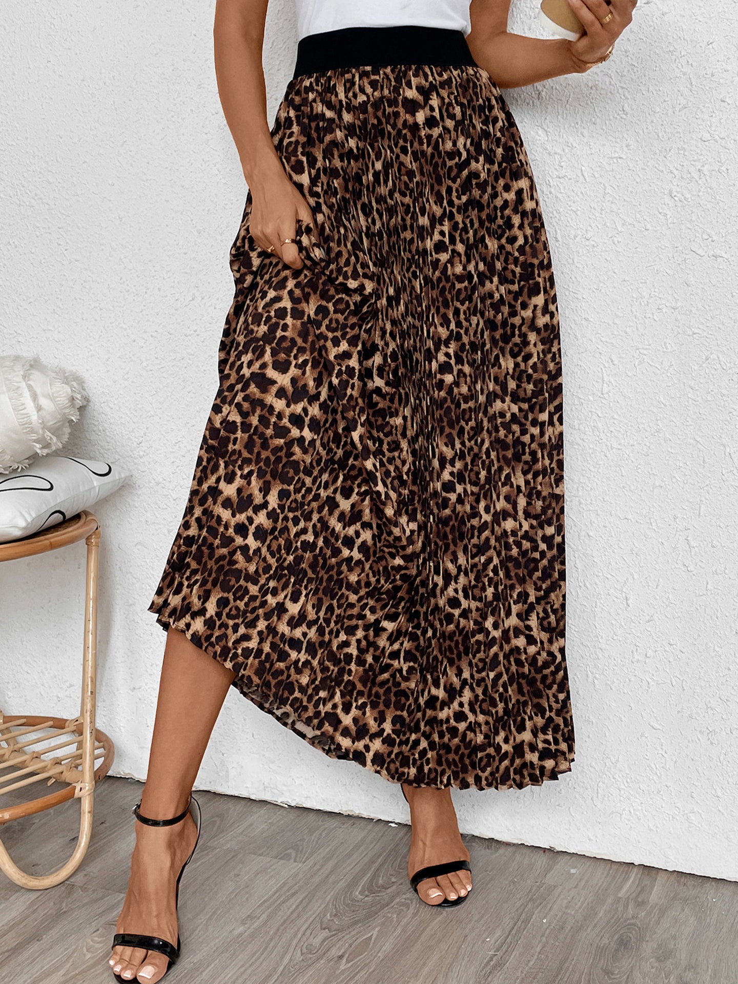 Women Animal Printed Gathered Maxi Skirt