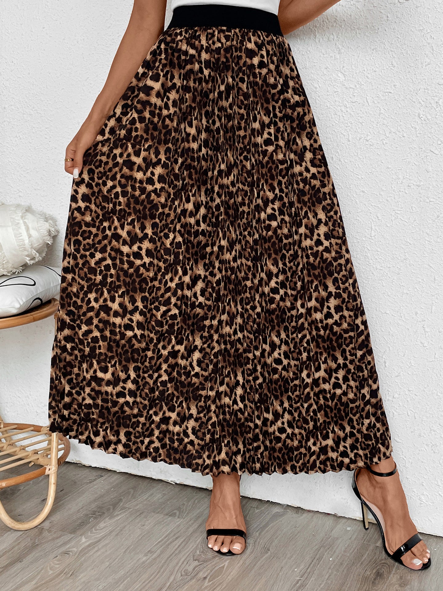 Women Animal Printed Gathered Maxi Skirt