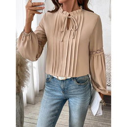 Women Solid Tie-Up Neck Top