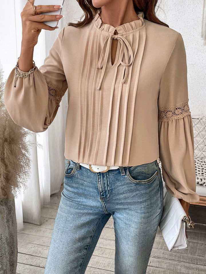 Women Solid Tie-Up Neck Top