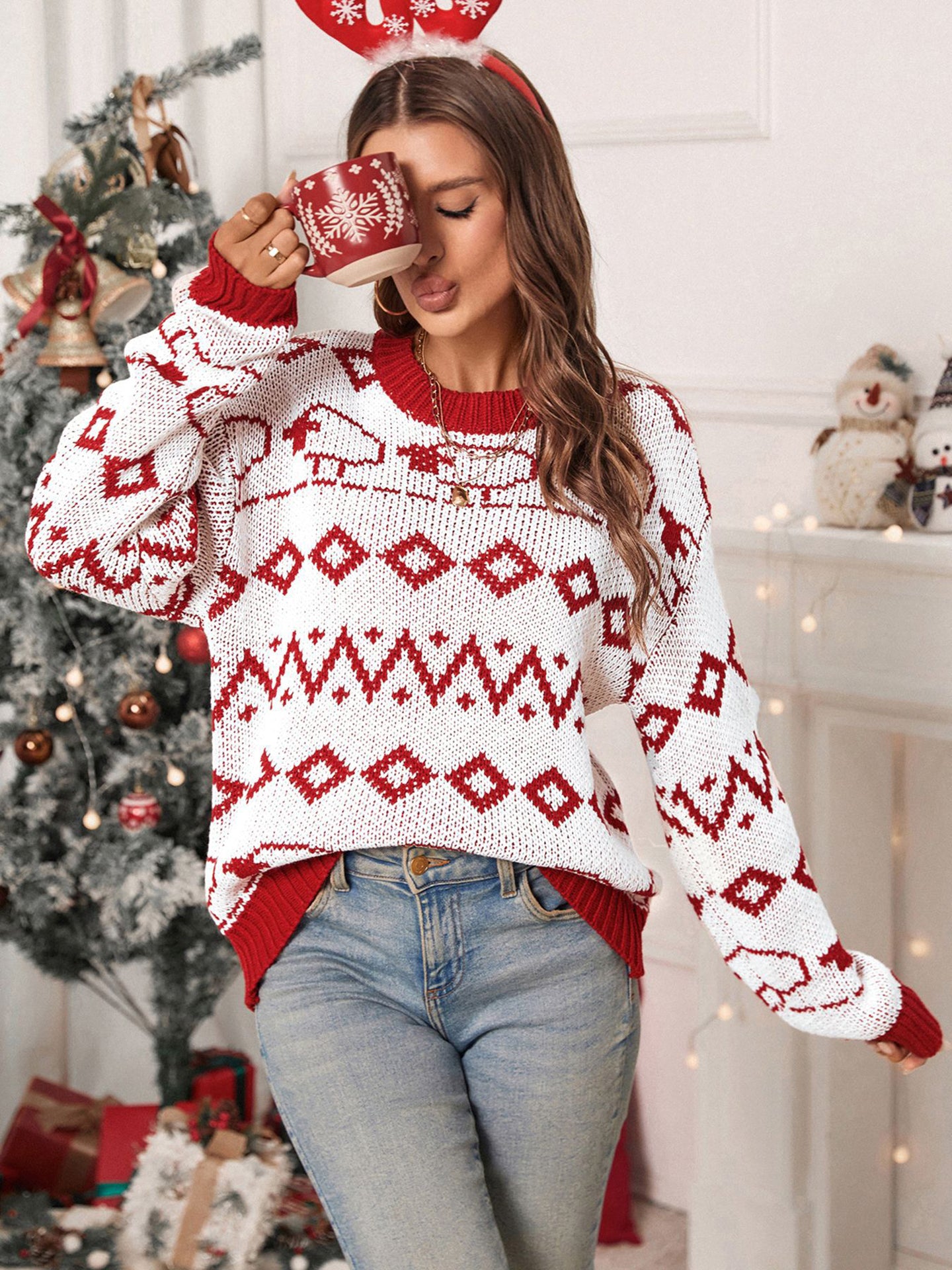 Women Round Neck Pullover Sweater