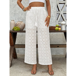 Women Floral Design Straight Fit Wrinkle Free Cotton Trousers