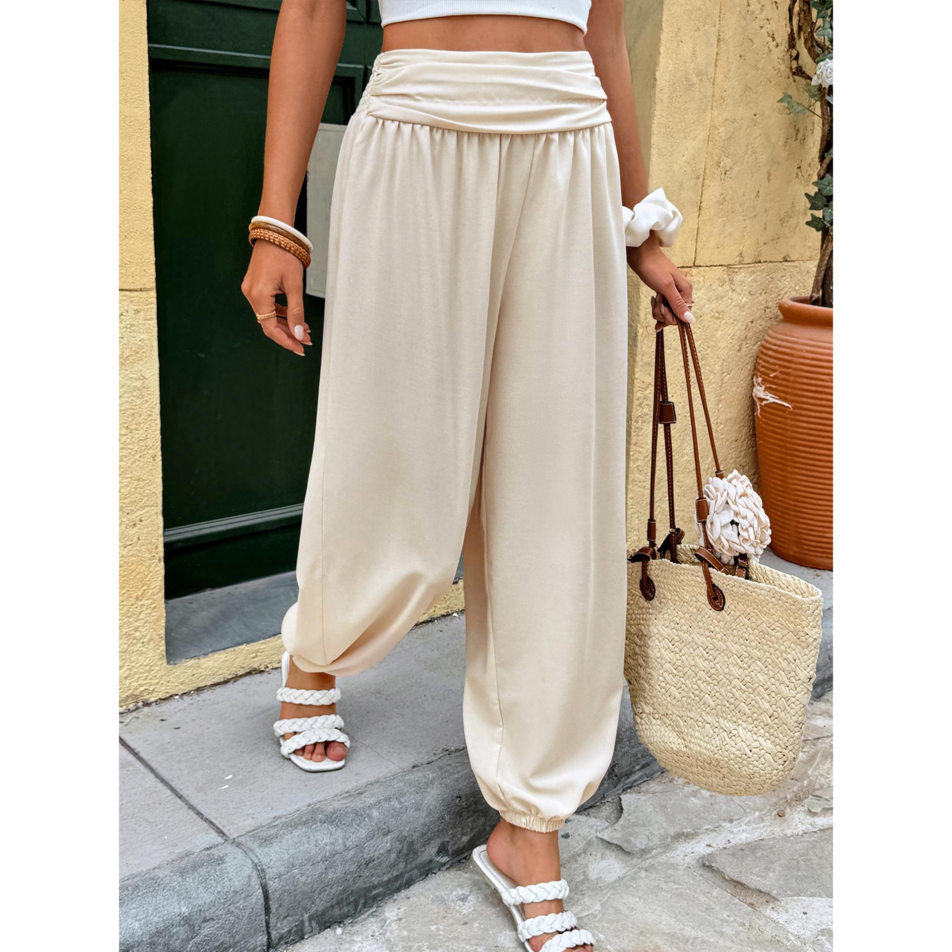 Solid High-Rise Regular Trousers