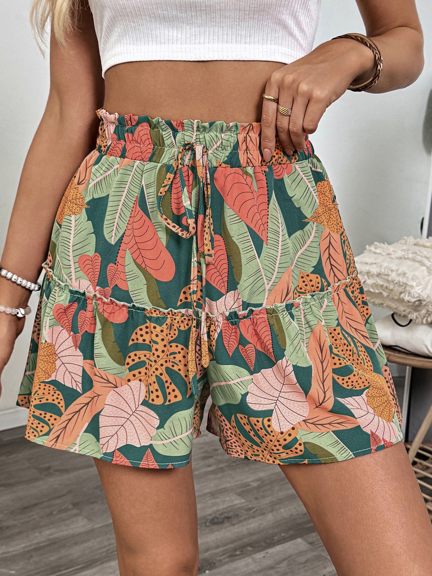 Women Tropical Printed Regular Shorts