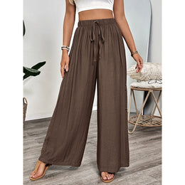 Women Loose Fit Easy Wash Pleated Culottes Trousers