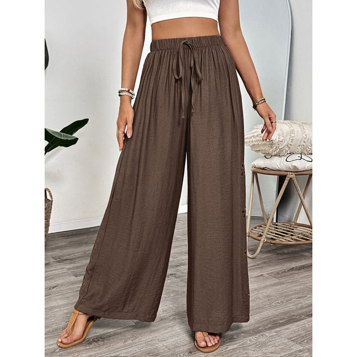 Women Loose Fit Easy Wash Pleated Culottes Trousers