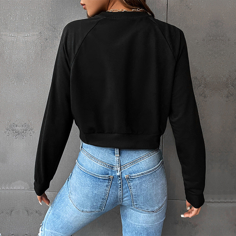 Printed Crop Sweatshirt
