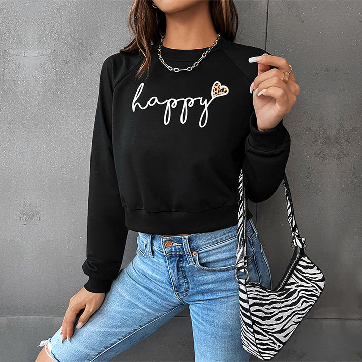 Black Typography Printed Pullover Sweatshirt