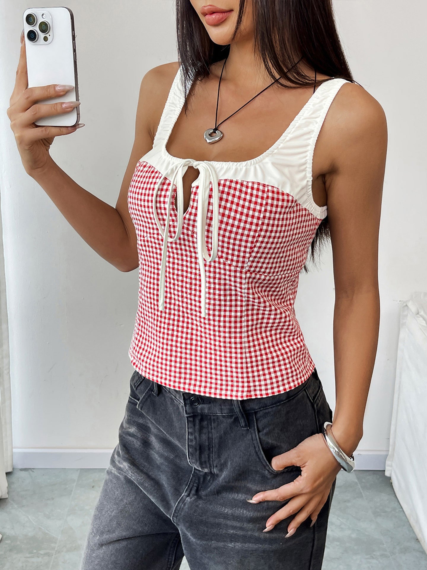 Checked Tank Top