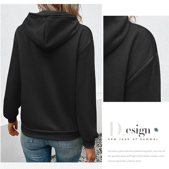 Black Hooded Long Sleeves Sweatshirt