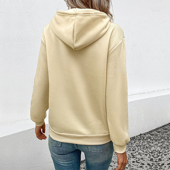 Beige Hooded Pullover Sweatshirt