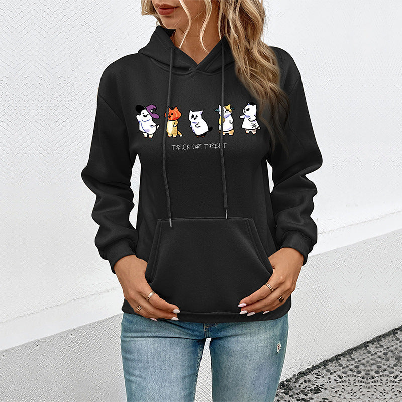 Black Graphic Printed Hooded Sweatshirt