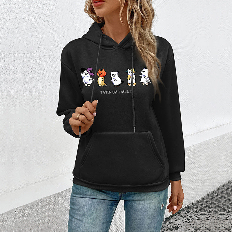 Black Graphic Printed Hooded Sweatshirt
