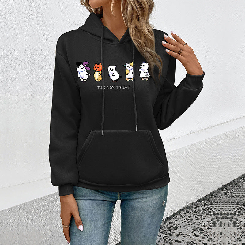 Black Graphic Printed Hooded Sweatshirt