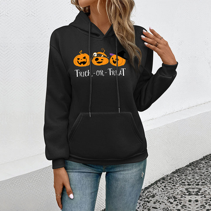 Black Graphic Printed Hooded Pullover