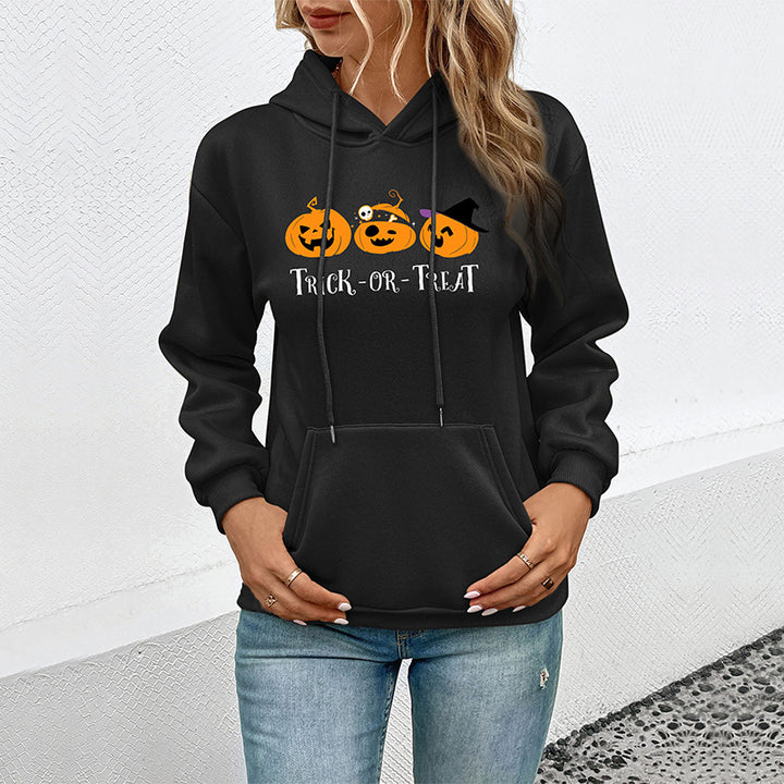 Black Graphic Printed Hooded Pullover