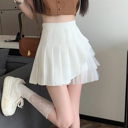 Accordion Pleats Flared Opaque Mini Skirt