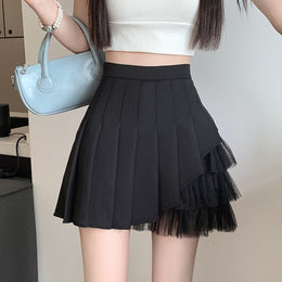 Accordion Pleats Flared Opaque Mini Skirt