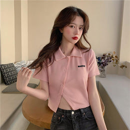 Women Shirt Style Crop Top