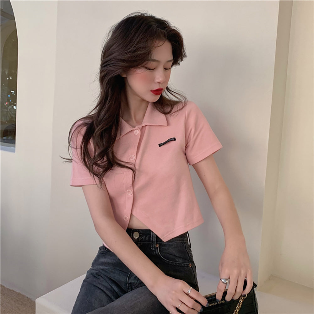 Women Shirt Style Crop Top