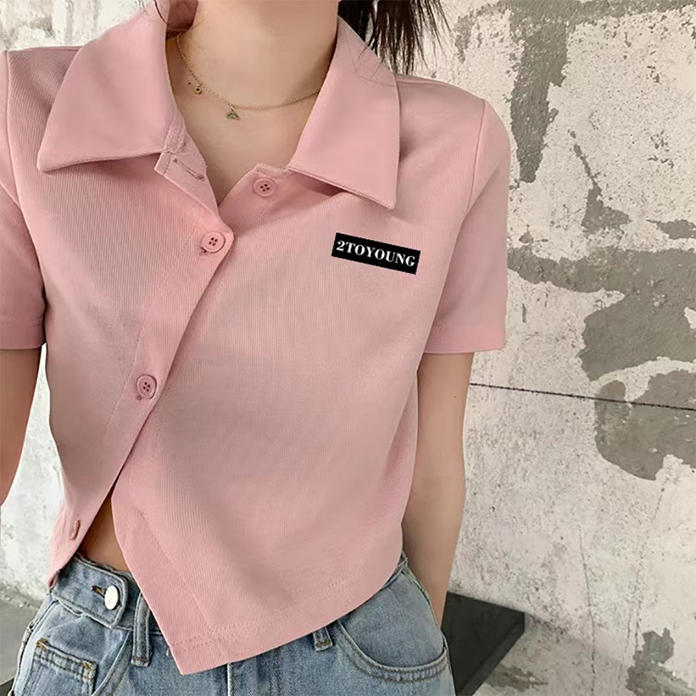 Women Shirt Style Crop Top