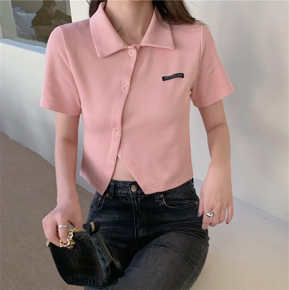 Women Shirt Style Crop Top