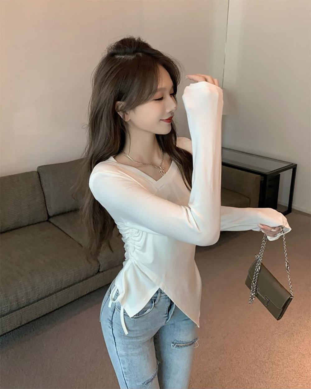 Women V-Neck Wrap Top