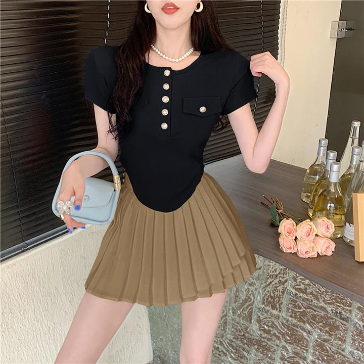 Women Solid Shirt Collar Top
