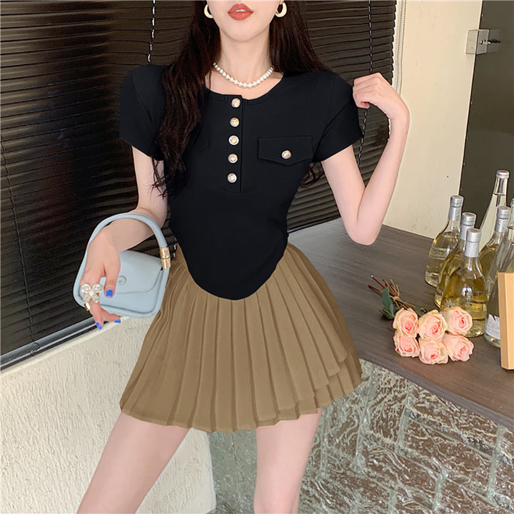 Women Solid Shirt Collar Top