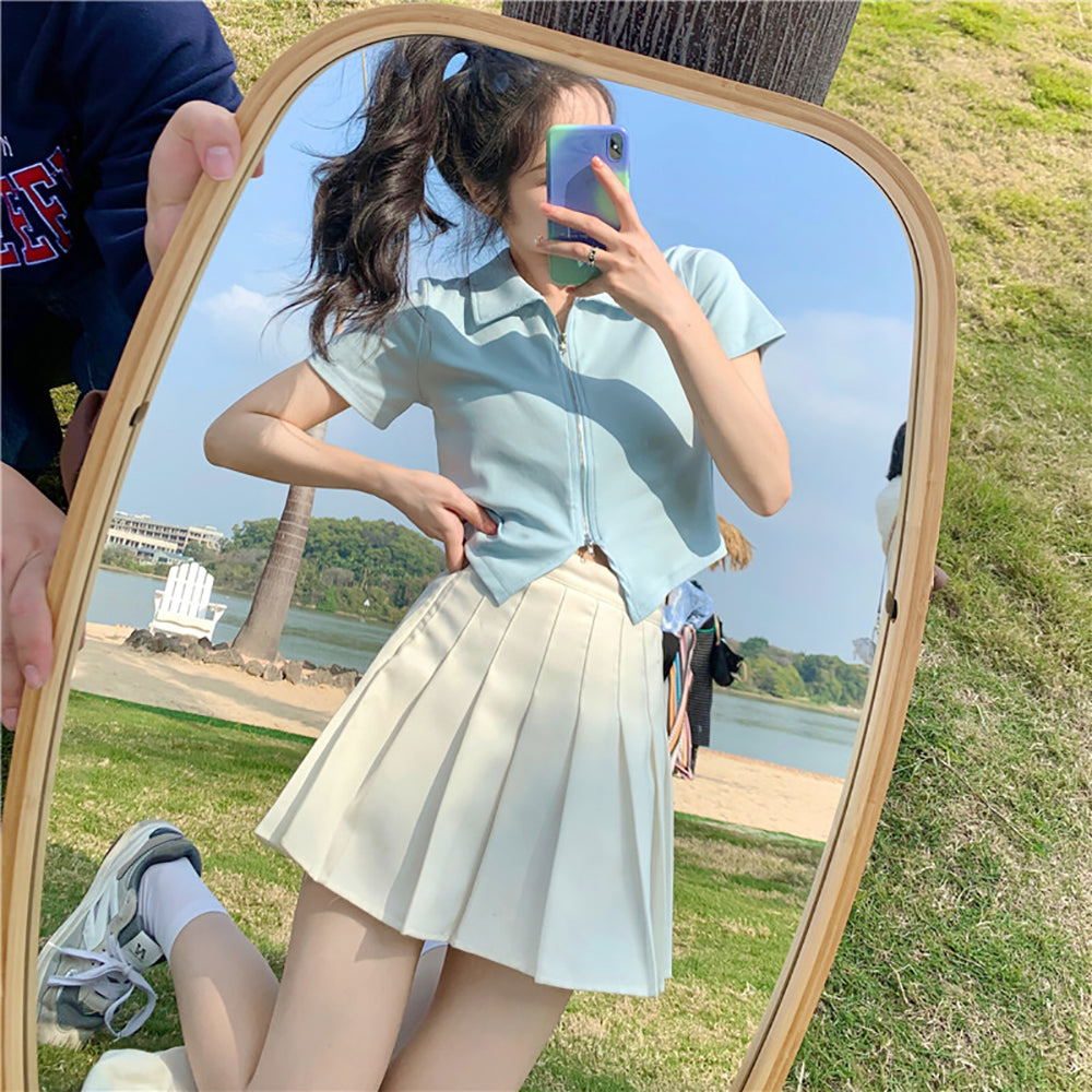Women Solid Shirt Collar Top