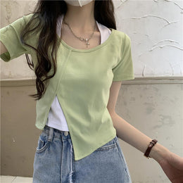 Women Solid V-Neck Top