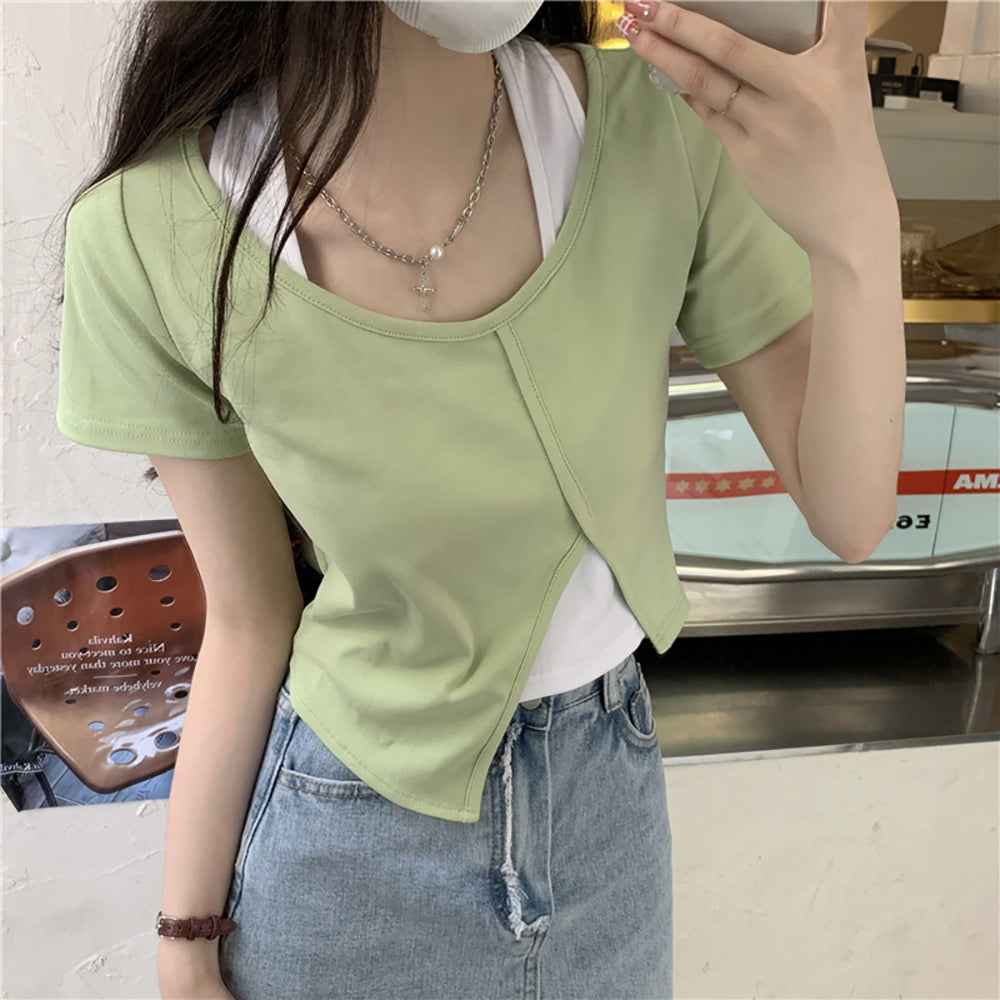 Women Solid V-Neck Top