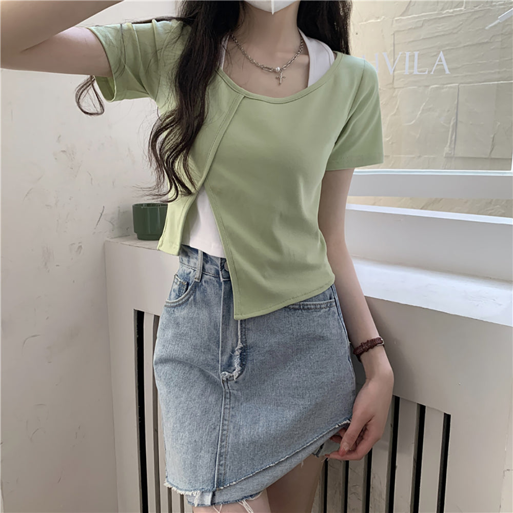 Women Solid V-Neck Top