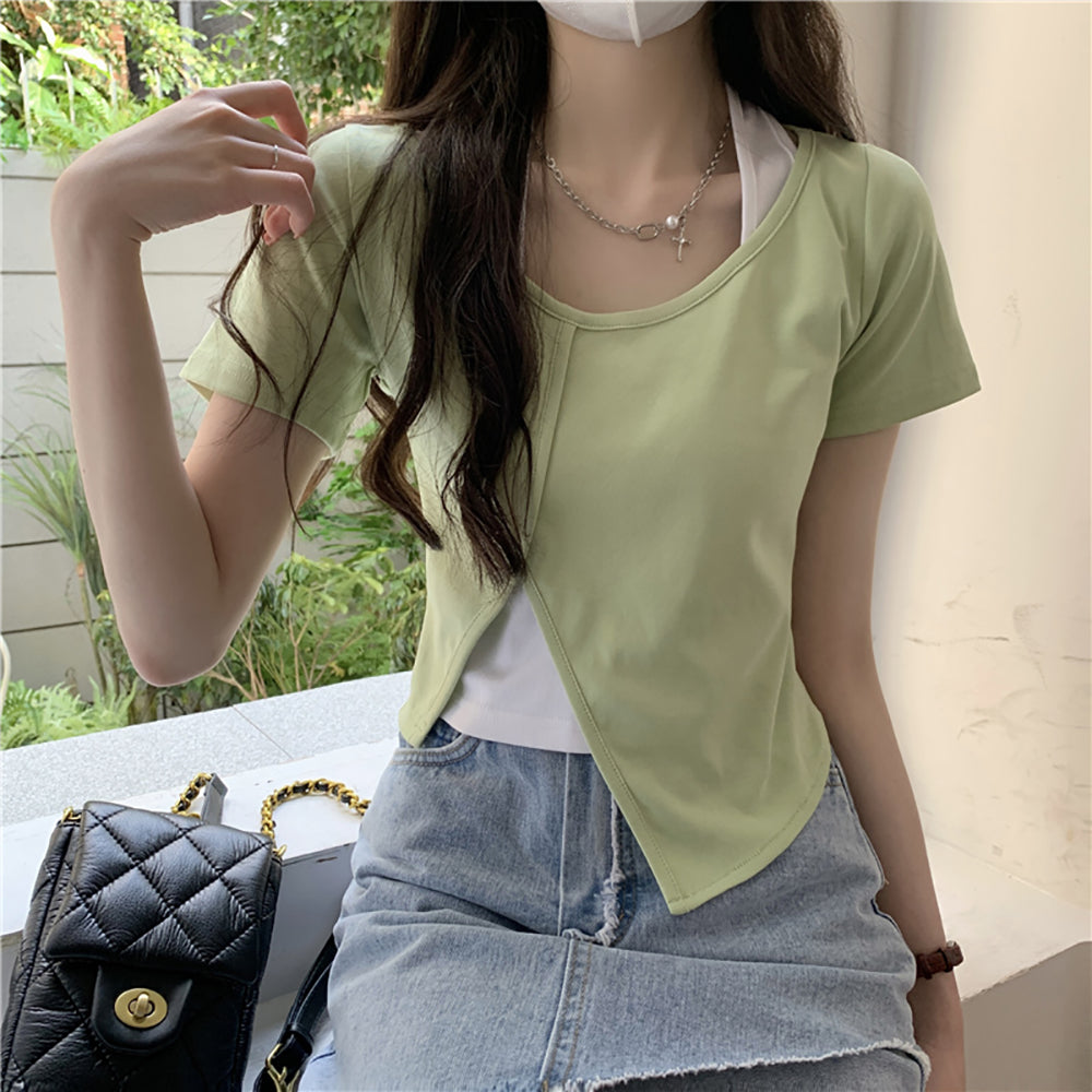 Women Solid V-Neck Top