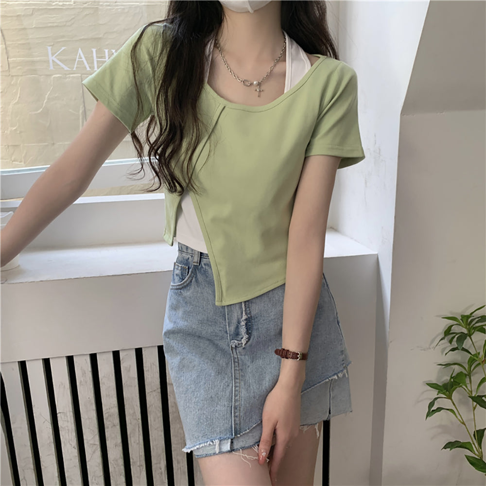 Women Solid V-Neck Top