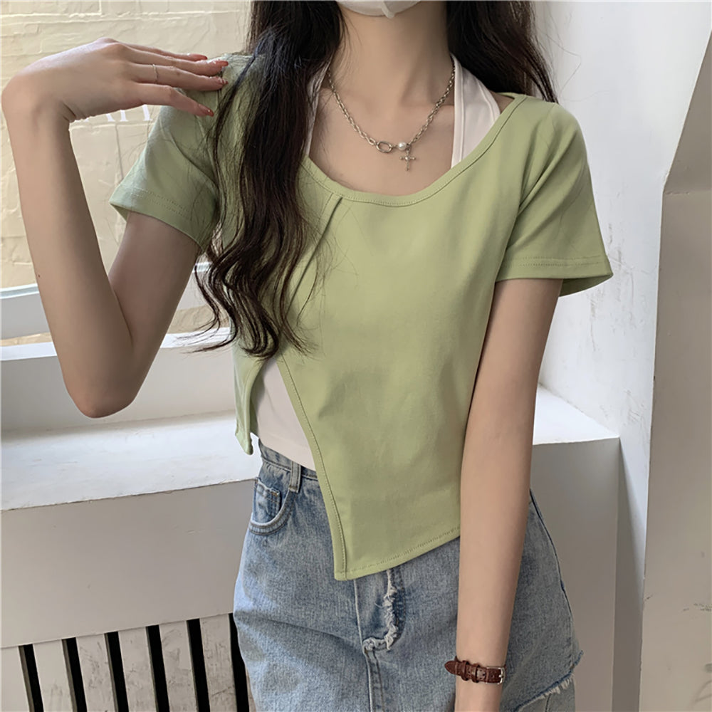 Women Solid V-Neck Top
