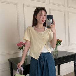 Women Solid V-Neck Top