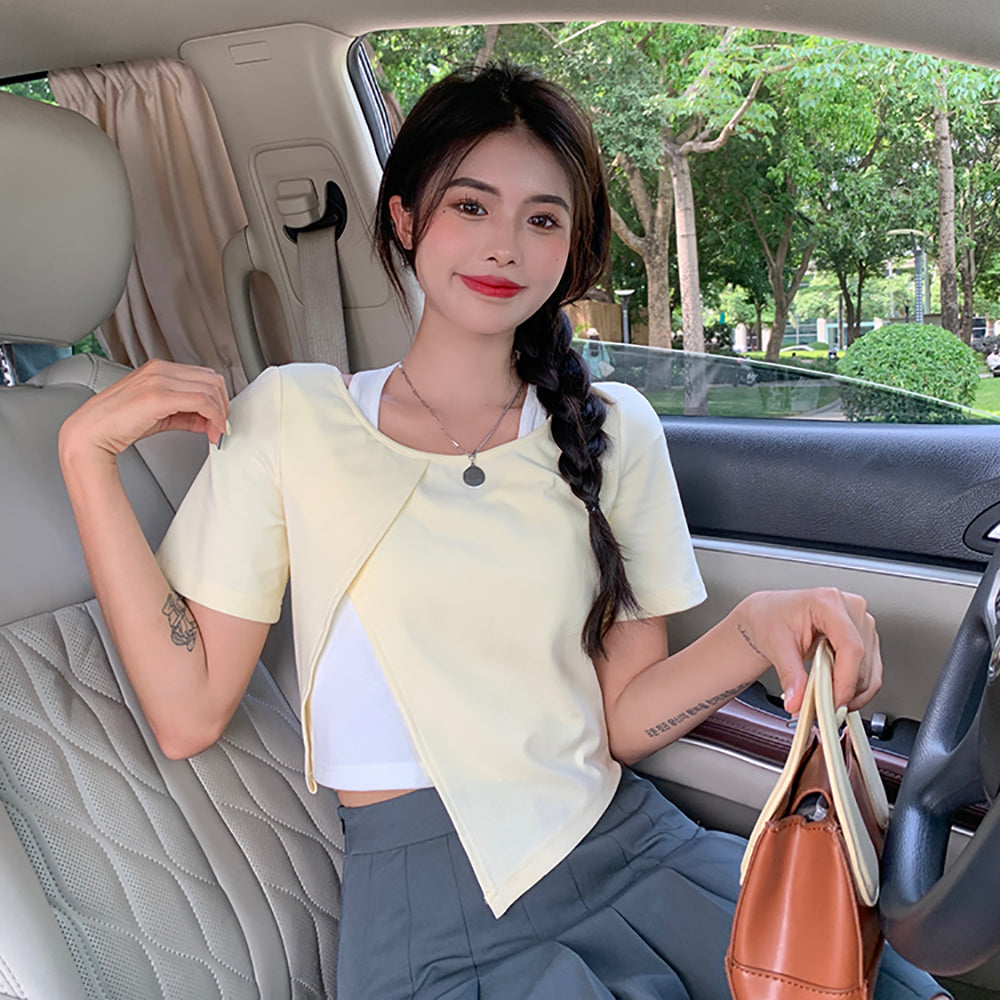 Women Solid V-Neck Top